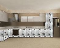 Кухненски мебели с бяло черни врати МДФ фолио